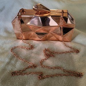 Women Metal Clutches Top Quality Hexagon Mini Party Black Evening Purse